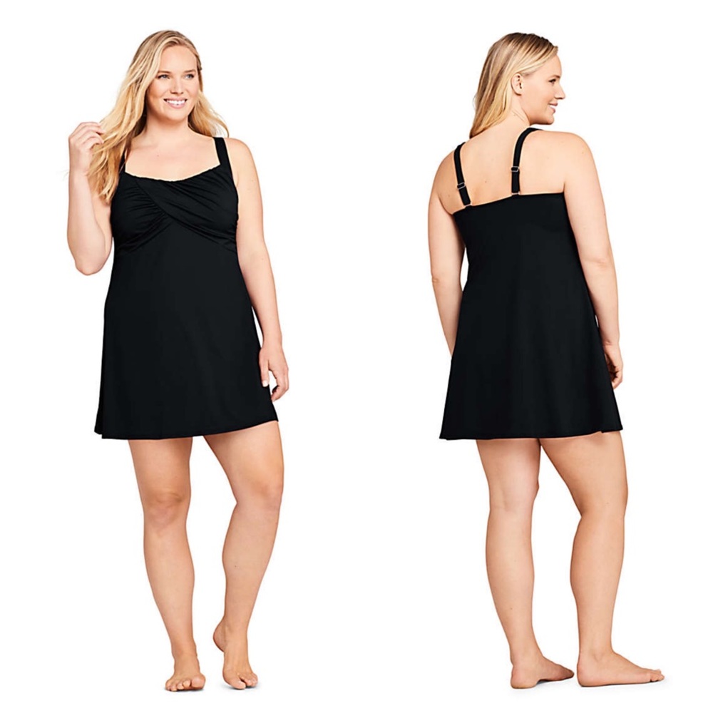 Lands End swim dress underwire bra black